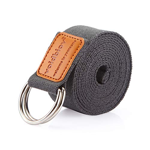 Correa de algodón para Yoga con Hebilla en D, 1,85-2.5M Cinturón de Pilates Estirar, Mantener Posiciones, Mejorar la Flexibilidady Terapia Física, 9 Colores