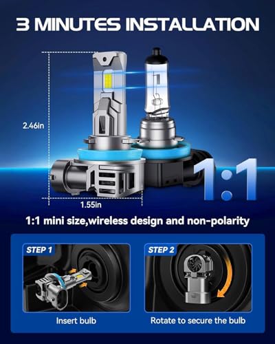 Image of Laxmas LM1A Super Brightness 9005 H11 Bulb Combo, 900% Brightness Upgraded, 56,000LM Brightness LED Light, HB3 and H8 /H9 Bulbs Wider Driving Vision, 6500K Cool White, Plug and Play, Pack of 4