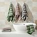 3 Piece Striped Hand Towels for Bathroom in Green Gray Brown, Soft Absorbent Cotton Face Towels Bath Towels,Towel Set for Kitchen, 13