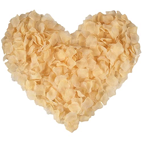 Nine to Nine Pack of 1000 Rose Petals, Artificial Flowers for Decoration Wedding Party (Champagne)