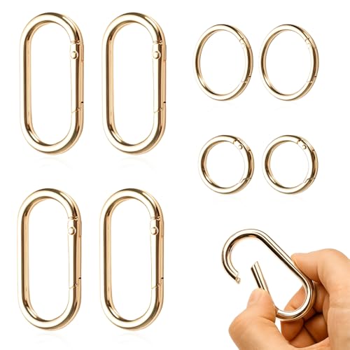8Pcs Gold Carabiner O-Ring Clip, Gold, Purse Clip & Alloy Round O Ring Clip for Keys, Bag, Buckle,Handbag, Crafts,Purse Strap Extender for Bags