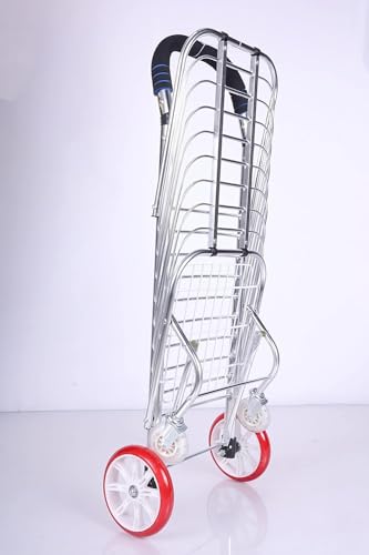 Image of Folding Stair Climbing Shopping Cart Trolley Home 4 Wheels Stair Climber Gift Wheel Roller Foldable Stainless Steel Travel Trolley Handheld Market (4 Wheel Shopping Trolley)
