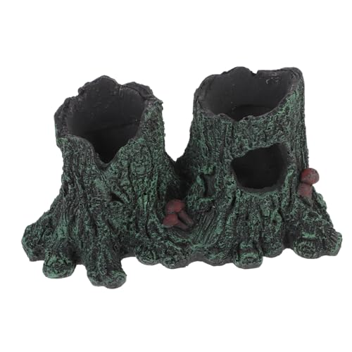 Loigohon 巣穴付きトカゲ用シェルター ? 爬虫類ケージの木製風景ディスプレイ 水族館にも対応する耐久性のある樹脂製隠れ家