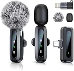 Wireless Microphone for iPhone 15/16, iPad, Android, Mini Mics Lavalier Microphone with Noise Reduction, Portable USB C Lapel Mic for Video Recording, Vlog, Tiktok, YouTube