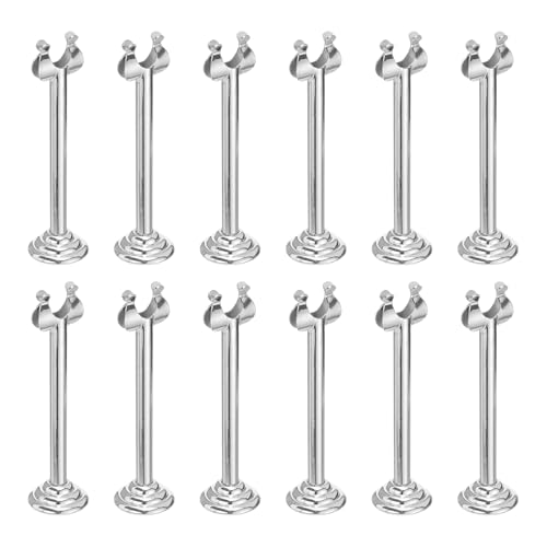 sourcing map 12Pcs Table Number Holder 3.15 Inch Place Card Holder Picture Holders Silver Table Sign Holders for Wedding Anniversary Birthday Party