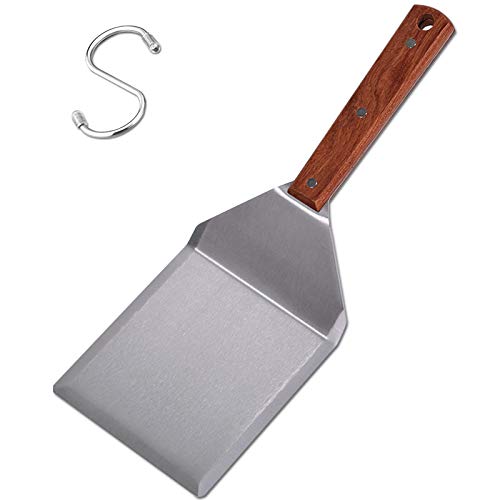 Stainless Steel Griddle Hamburger Spatula with Strong Wooden Handle, 13.5 x 5 inches, Heavy Duty Spatula Turner with A Hook, Great for Pancake Flipper, Fish, Eggs, Burgers, Omelet and More Stainless Steel Griddle Hamburger Spatula with Strong Wooden Handle, 13.5 x 5 inches, Heavy Duty Spatula Turner with A Hook, Great for Pancake Flipper, Fish, Eggs, Burgers, Omelet and More