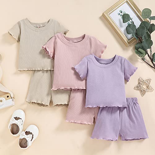 Image of Toddler Girl Clothes Summer Outfit Short Sleeve Shorts Set 12M-5T