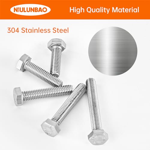 Image of M6 x 20mm 25mm 30mm 35mm 40mm Heavy Duty Hexagon Bolts Hex Head Screws, 304 Stainless Steel, Metric, Machine Fully Thread, Bright Finish, Assortment Kit 50PCS