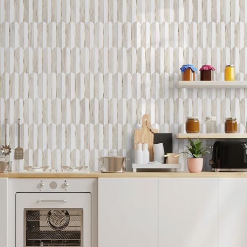 Azulejos autoadhesivos para cocina y baño con efecto mármol y escamas de peces 7