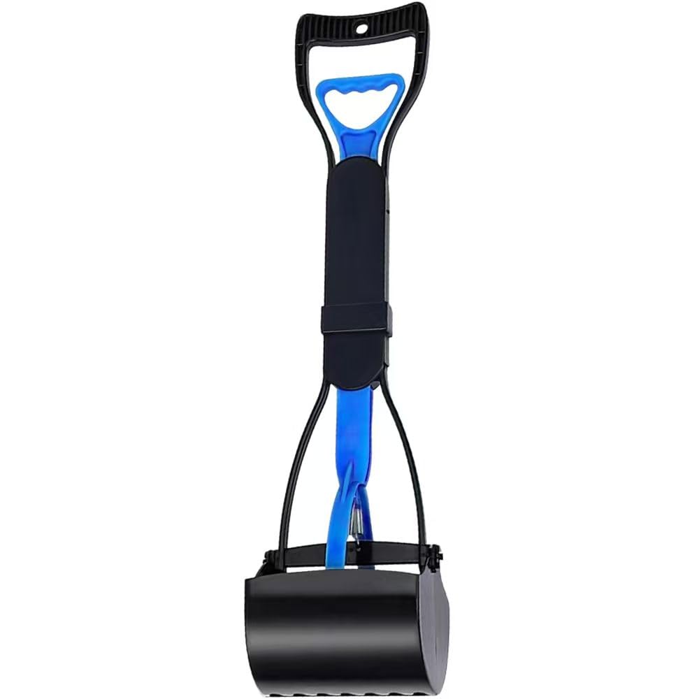 Unibos Long Handle Pooper Scooper - 62cm - Blue - 1x Portable Foldable Plastic Outdoor Garden Dog Cat Pet Poop Poo Litter Scoop Picker Grabber Bin Rake Shovel