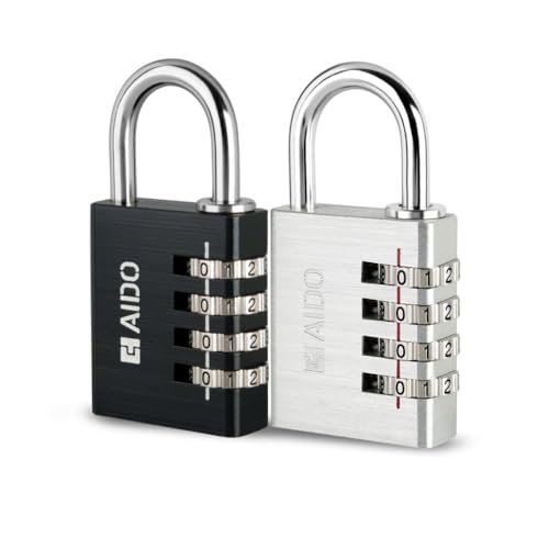 Image of AIDO 4-Digit Luggage Locks Pack of 2 | 40mm Number Locks for Door, Suitcase, Travel Bags, Sports Bags & Backpacks | Small Combination Padlocks for Locker & Tool Box | Water Resistant | 2 yr Warranty