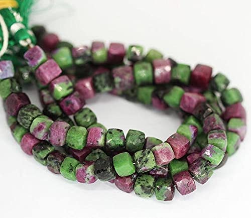 Perles en rubis zoïsite bicolore cubes 7mm pour créer vos bracelets bohèmes d'été
