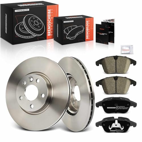 Frankberg Brake Kit incl. 2x Brake Disc + 4x Brake Pad Front Compatible with Galaxy WA6 S-Max WA6 V60 I 155 V70 III 135 Replace# 6G912C375F1B