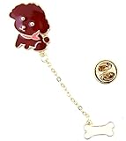 Gesamtlänge: 7,5 cm lizzyoftheflowers – Super Niedlicher Emaille Teddy Hund mit Knochen zum Aufhängen Brosche/Pin