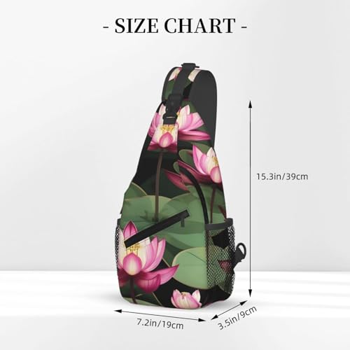 Bolso bandolera con estampado de flores Asian Lotus negro miniatura 3