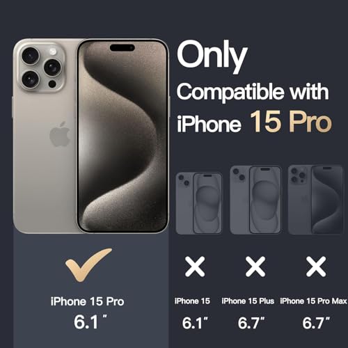 Image of JGD Magnetic Case for iPhone 15 Pro Compatible with MagSafe, Shockproof Phone Bumper Cover, Anti-Scratch Clear Back (Clear)