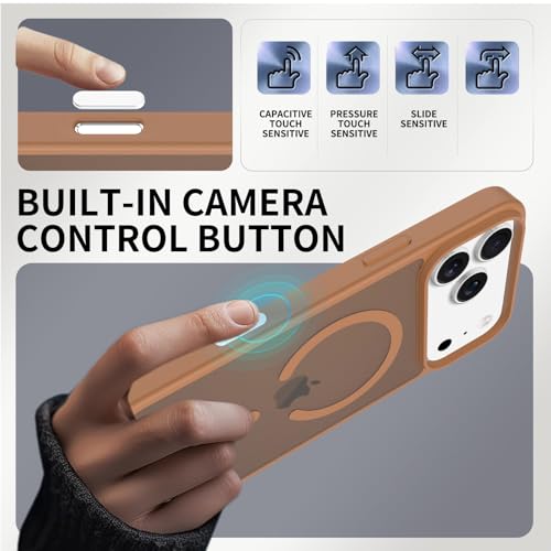 Image of Elzzi Magnetic Magsafe for iPhone 17 Pro Max Case (Compatible with MagSafe) Slim Translucent Matte Shockproof with Anti-Fingerprint Phone Case, Desert