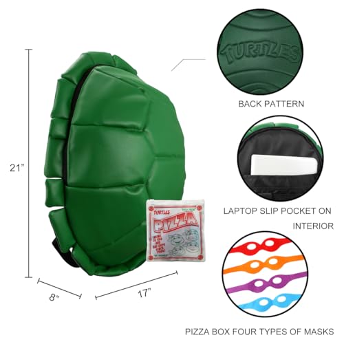Bioworld Teenage Mutant Ninja Turtles Shell Backpack With Character Masks OSFA Green by Bioworld - Image 5