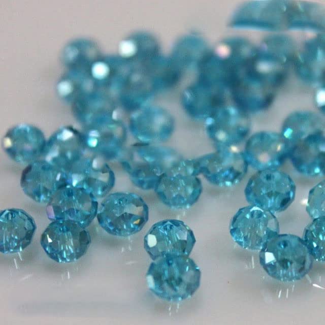 50 cuentas de cristal facetadas de Austria de color morado, 4 x 6 mm, cuentas redondas espaciadoras sueltas para hacer joyas, azul lago