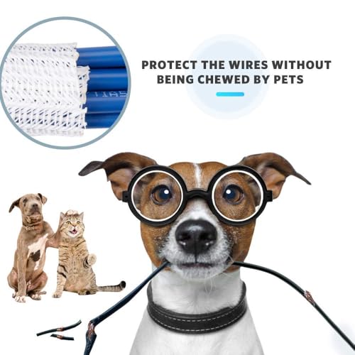 Image of AGPTEK Cable Sleeve Cover, 10ft - 4 /5 inch Desk Cord Organizer Cable Hider, Home Office Wire Management Computer TV Wire Loom Tubing, Pet Proof Cord Protector, from Cat Dog Chewing, White