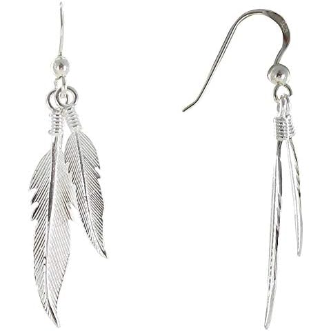 LES POULETTES BIJOUX - Sterling Silver Earrings Two Feathers Cover
