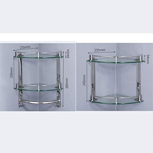 Support de baignoire mural triangulaire double couche et caddy douche angle 2 tiers - 3