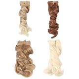 GLOBLELAND 4 Pcs 4 Colors Doll Curly Wig Hair 5.9 inch Fluffy Curly Long Hairs for Making Dolls Wigs Fashion Soft Flexible Wave Synthetic Perm Hairs Extension Dolls Accessories for DIY Doll Craft