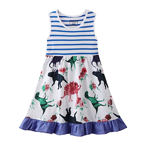 Image of HILEELANG Toddler Girl Cotton Casual Dress Summer Short Sleeve Basic Tunic Playwear Shirt Dresses