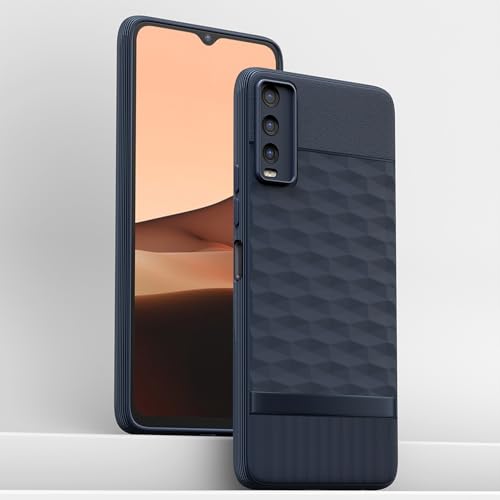 Image of Outlouders Bumper Case for Vivo Y12s / Y20 / Y20i / Y20G | Full Camera Protection | TPU Soft Flexible Shockproof Back Cover (Blue)