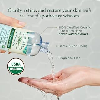 Humphreys Witch Hazel Clarifying Toner | Wild Harvested Witch Hazel | USDA Organic | Natural | Hydrating | Clears Pores & Removes Oil | 8 Fl Oz