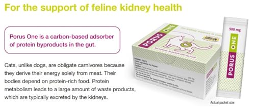 Porus ONE | 30 x 500 mg | Ergänzungsfuttermittel für Katzen | Für Katzen bei Nierenproblemen | Damit urämische Toxine Katzen nicht an die Nieren gehen