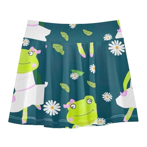 Cute Frogs Ballerinas Green Girls Skorts Athletic Shorts Toddlers Tennis Skirts Running Cheer Skirt 3t