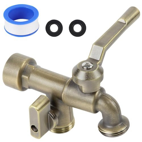 CNYGO Bronze 2-in-1 Double Outdoor Faucet, Brass, Wall Mount