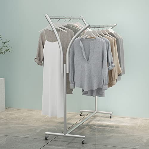 Présentoir à vêtements chic en métal doré avec support à double barre stable