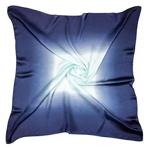 RIIQIICHY Head Scarf for Women Like Silk Satin Scarf for Hair Wrapping at Night Bandana Square Scarf for Sleeping 35 Inch Aliceblue/ Midnightblue
