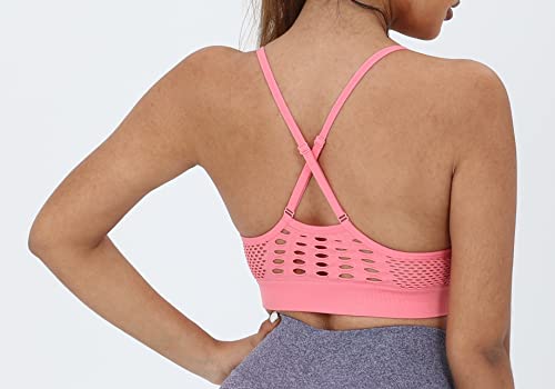 Image of AKAMC Women's Cross Back Sport Bras,Adjustable Straps Padded Criss Cross Cropped Bras for Yoga Workout Fitness