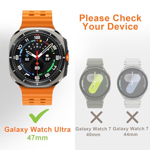 Image of Metal Case Compatible with Samsung Galaxy Watch Ultra /Ultra 2 (2025) 47mm with Back Cover, Rugged Thin Hard Frame Protective Cover for Galaxy Watch 7 /8 Ultra 47mm - Titanium Orange