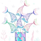 16pcs Mermaid Tail Centerpiece Sticks Mermaid Theme Centerpiece for Table Under The Sea Birthday Party Decoration for Girls Birthday Party Baby Shower Supplies