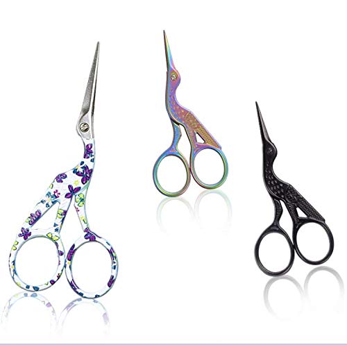 BIHRTC 3 Pairs Stainless Steel Sharp Tip Classic Stork Scissors Crane Design Sewing Scissors DIY Tools for Embroidery Craft Needle Work Art Work Everyday Use45-1 Pair 36-2 Pairs