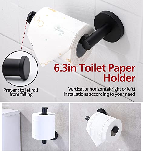 Bathroom Hardware Set, 5/10Pcs Matte Black Stainless Steel Bathroom Hardware Set, Bath Hardware Set Including 16" Hand Towel Bars, Toilet Paper Holders, Towel Rings, Robe Towel Hooks #TOP3