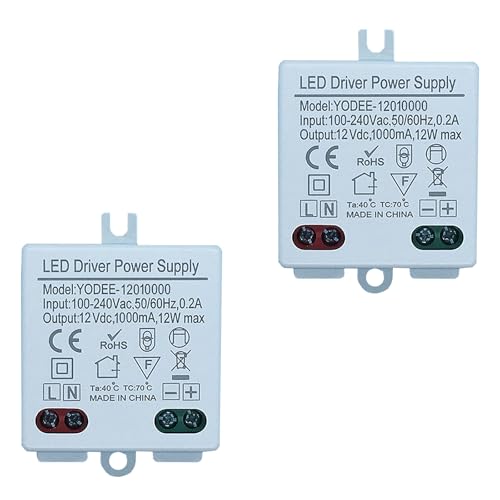 Jiavlyx 2 Pezzi Trasformatore LED 12V 12W, Trasformatore LED Mini