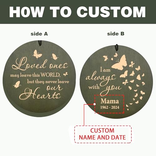 Image of ASTARIN Memorial Butterfly 36 inch Wind Chimes, Personalized Name Sympathy Wind Chime, in Memory of Loss Mom Loved One, Large Deep Tone Bereavement Windchimes for Outside Clearance(Produced in Texas)