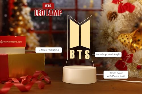 Image of AICA 3D Illusion Korean Heart Bangtan Sonyeondan LED Lamp � Korean Heart Gift for Girls Women Lamp - Warm Yellow LED Light