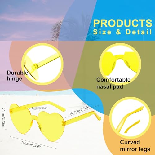 Heart Shaped Sunglasses Rimless Colorful Heart Glasses Bachelorette Party Favors (Mixed Color B)2