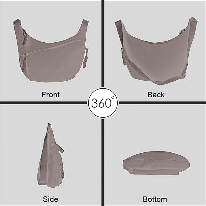 Image of Stvin Crossbody Travel Sling Bags for Women and Men, Crescent Shoulder Purse Bag with Zipper & Adjustable Strap, Half - Moon Shaped Waist Bag, Unisex Chest Bag - Nylon Fabric