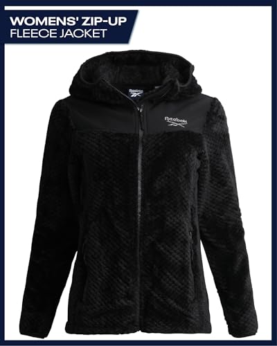 Reebok Womens Jacket - Soft Snow Zip Up Fleece Jacket Insulated Hooded Outerwear Winter Coats for Women with Pockets (S-XL)2