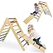 Produktbild Kletterdreieck mit Rutsche, Indoor Klettergerüst Kinder, 3 in 1 Pikler Dreieck Set, Klappbar Kletterturm Kletterbogen Kletter Dreieck aus Holz, Montessori Spielzeug ab 3 Jahre, Bunt
