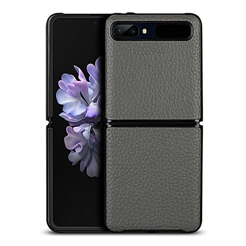 Samsung z Flip étui de téléphone antichoc en cuir gris pour écran pliant