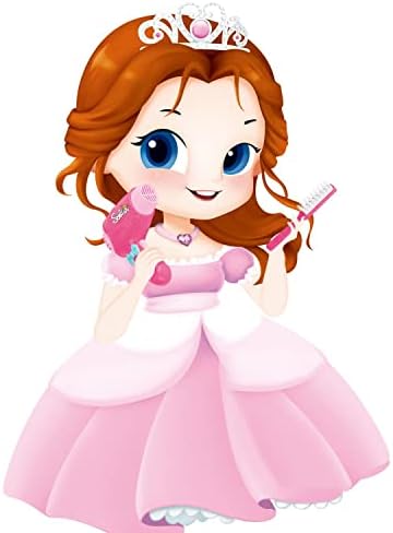 koolbitz Girls Battery operated Pink Beauty Fashion Hair Salon Set with Hair Dryer Comb Scissors in a Tools, Apron and Hip Bag for Children Made Easy Setup For Kids