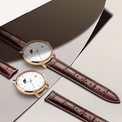 Nice Pies Genuine Calfskin Leather Watch Band,Alligator Grain Deployment Butterfly Buckle Replacement Strap For Men Women 18Mm 20Mm 22Mm 24Mm(20Mm, A-Brown) #TOP7